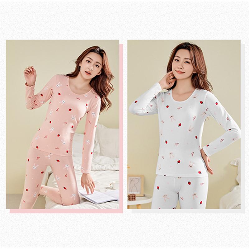 Осенне-зимний хлопковый цветочный женский термобелье с принтом — фото 6