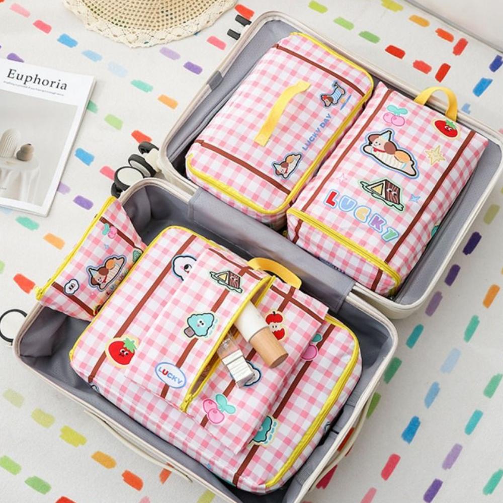 

5Pcs/set Cartoon Travel Storage Case Portable Cosmetic Organizer Clothing Bag