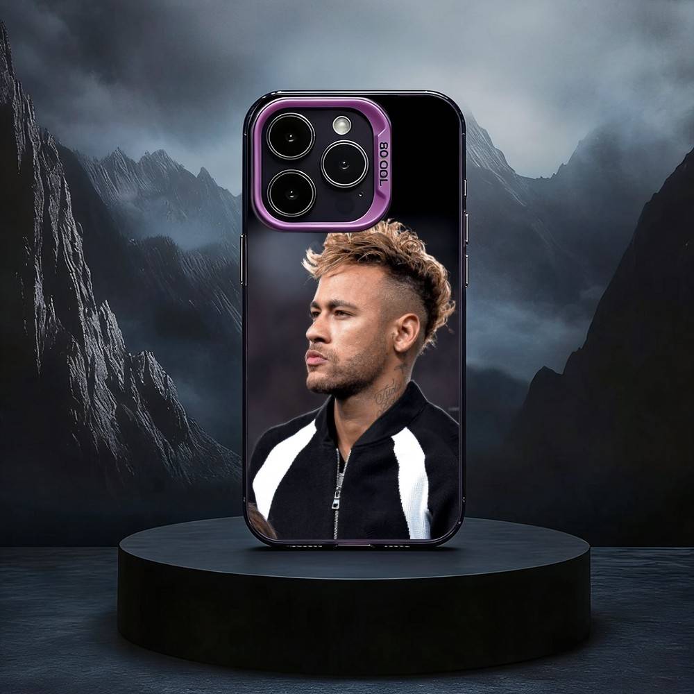 Funda de Teléfono de Fútbol Para N-NeYmAR-R 10 Para iPhone17,16,15,14,13,12,11 Plus,Pro Max Funda de Teléfono Negra Caramelo plateada
