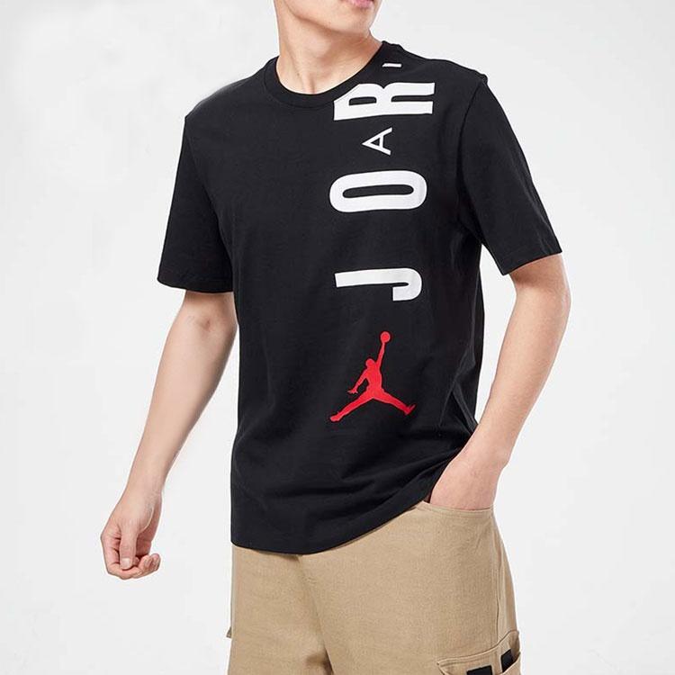 Air Jordan Alphabet Sports Round Neck Short Sleeve T-Shirt Men's Black Gift for Him CZ8403-010