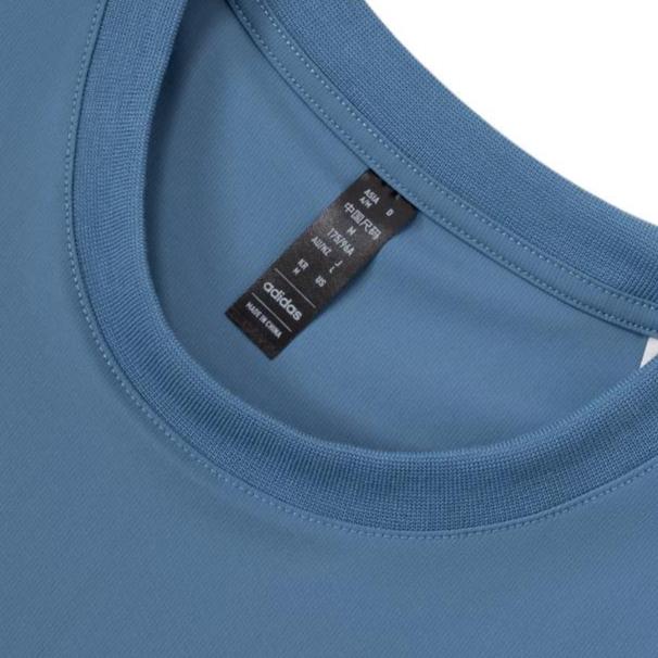 Adidas Functional T-Shirt With Alphabetic Print And Brand Logo Men Tops Blue JD5749