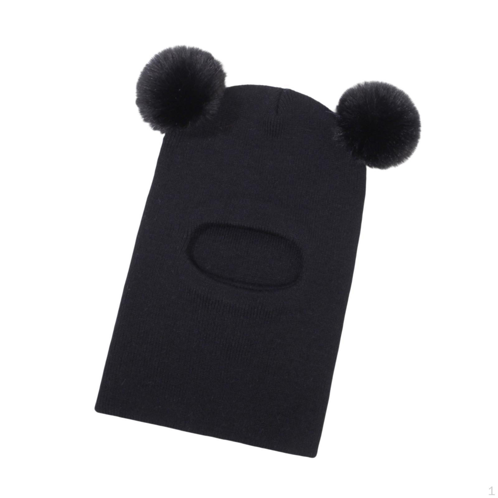 

Детская зимняя шапка Милая снежная с двойным помпоном Детская модная унисекс-балаклава чёрный