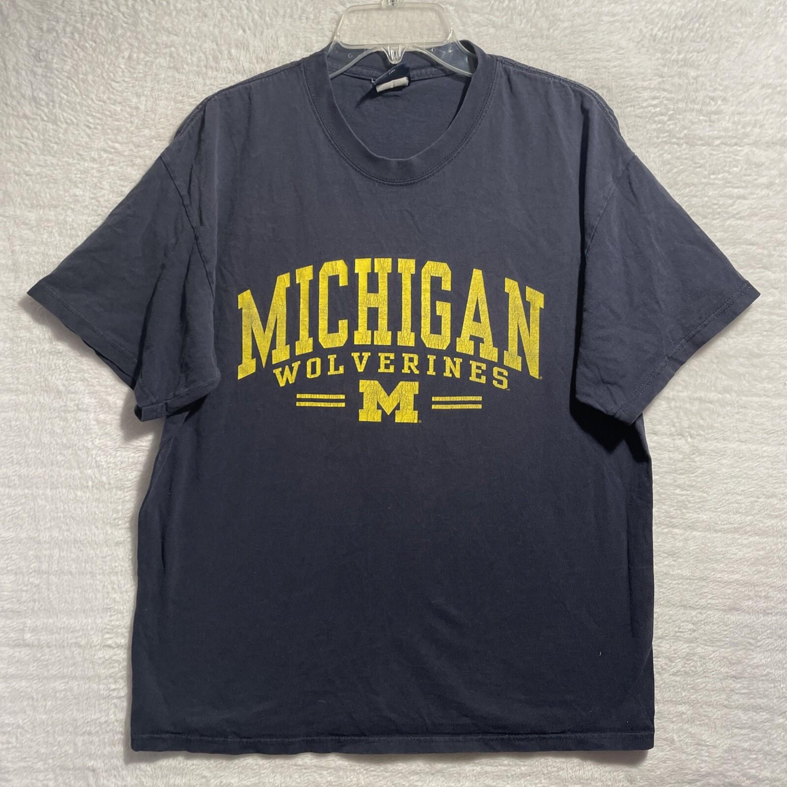 Michigan Wolverines NCAA Shirt Men Large AS Sports Blue Crew Neck Short Sleeve S разноцветный