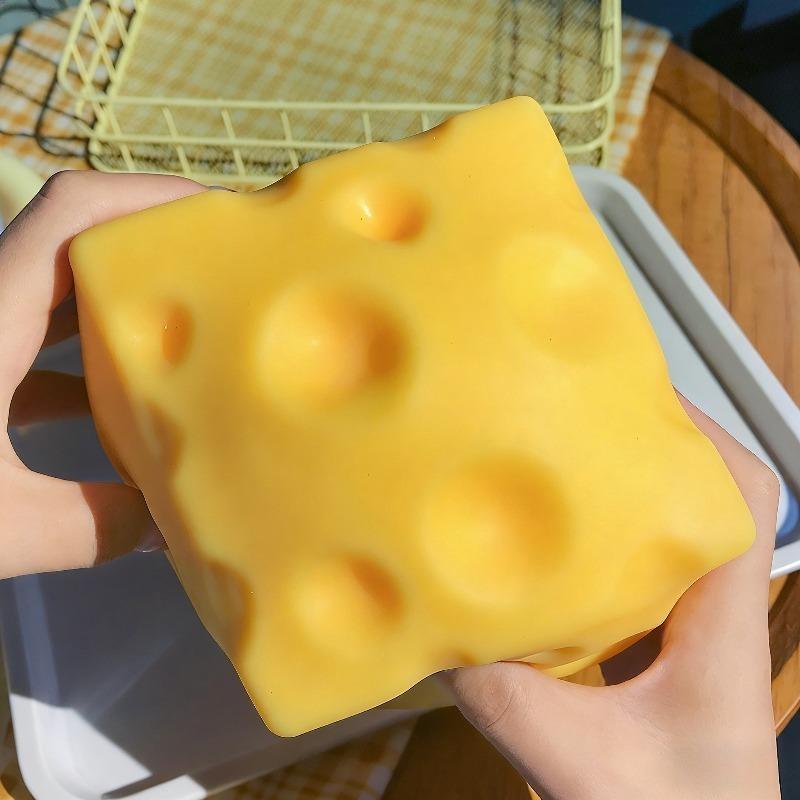 Extra Large Size Cheese Fidget Toy Slow Rebound Shapeable Venting Ball Realistic Giant Squeeze Toys For Adult Stress Relief