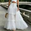 Women Skirt, High Waist Mesh Splicing Skirt, Soft Breathable Patchwork Hip Covering Versatile Maxi Skirt for Party Beach Wedding Night Out