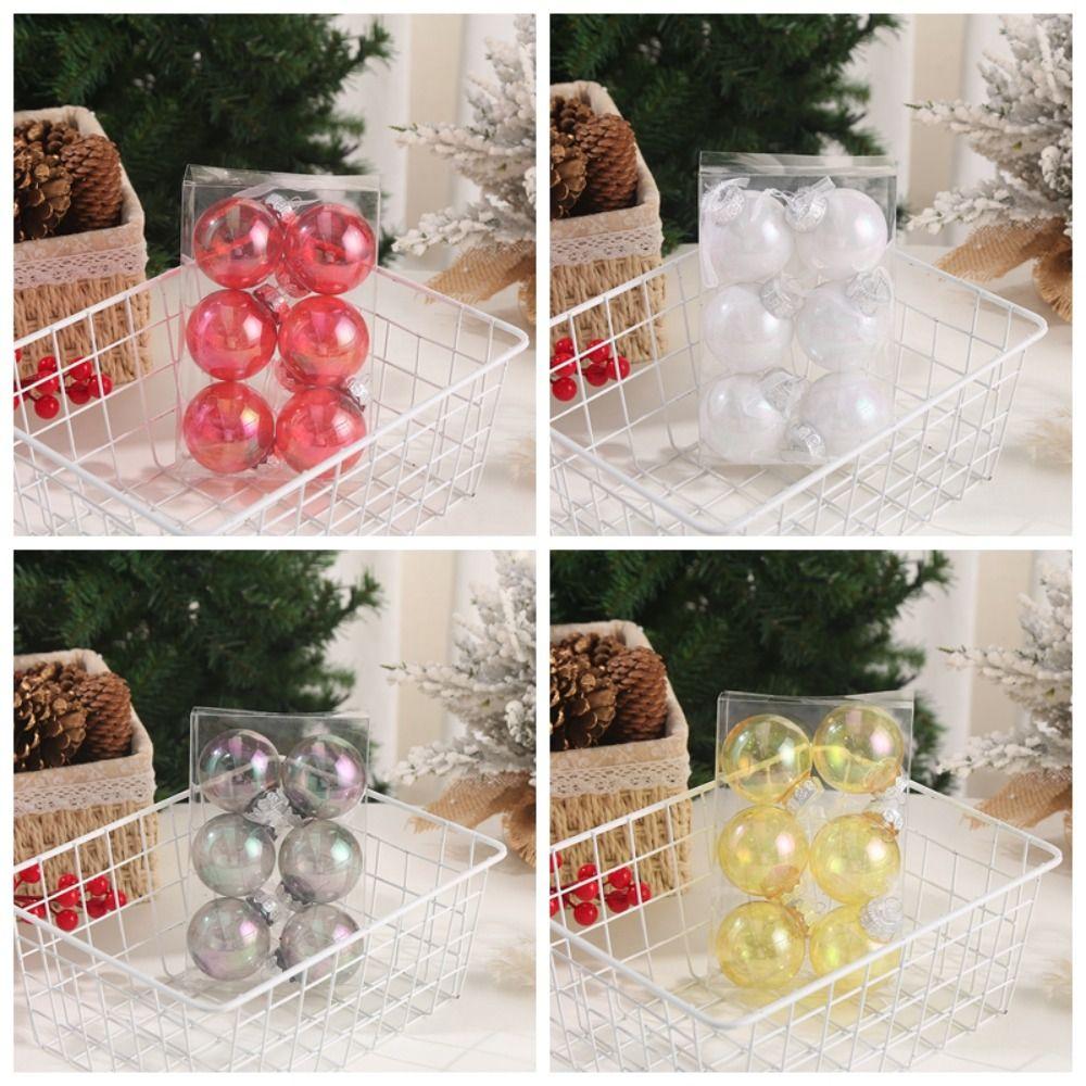 6PCS Plastic Laser Christmas Balls Pendant Small Merry Christmas Decoration Christmas Balls Set Holiday Decoration