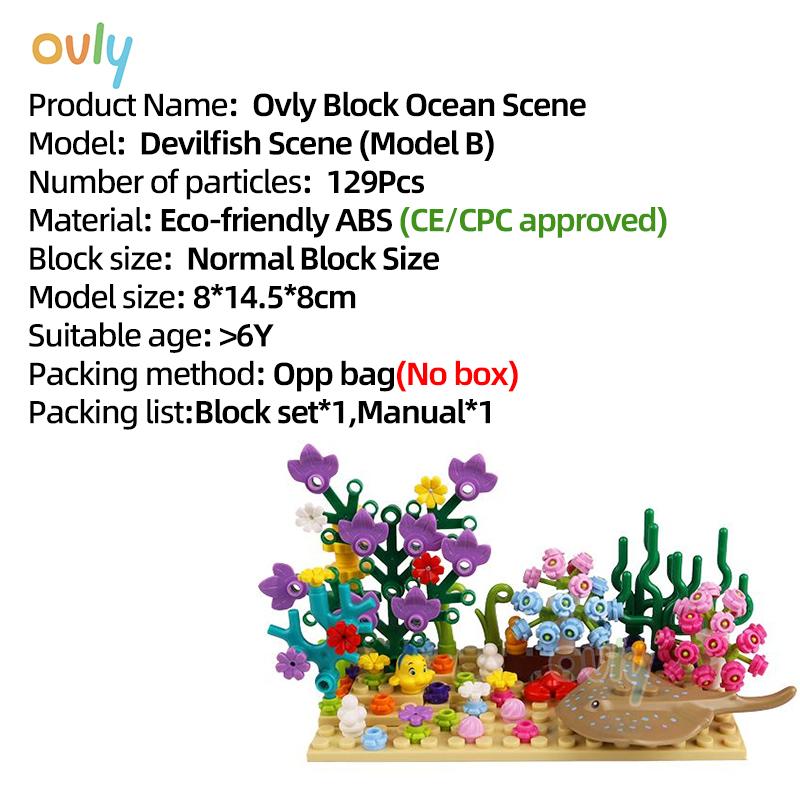 

Ovly DIY Креативна Пригода Підводного Світу Акула Риба-Диявол Океани Тварина Рослина Акваріум Дисплей Набір Будівельних Блоків Малих Частинок для MOC