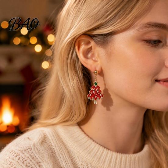 Festive Jewelry for Women 1 Pair Christmas Earrings Women, Xmas Tree Dangle Winter Holiday Gift Stud Earrings, Sparkling Rhinestone Festival