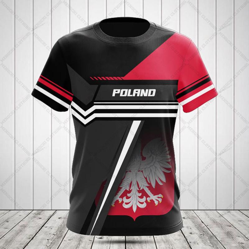 Polen Brandgrafik Skräddarsydda fotbollströjor Sommar utomhus Streetwear Modetröja för män Lösa överdimensionerade sportkläder T-shirts