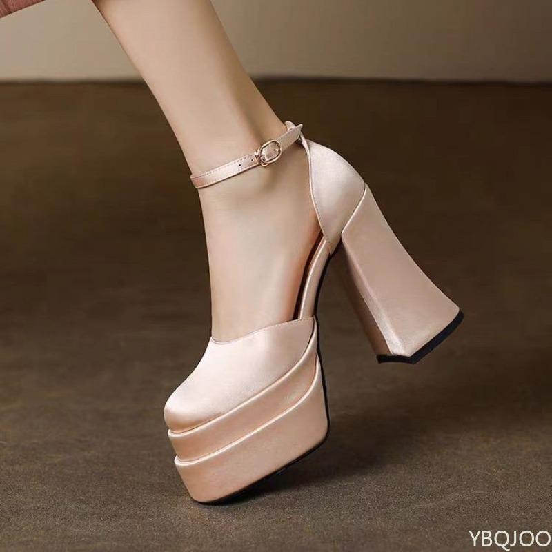 

Fashion Fang Heel High Heel Single Shoes New Wedding Luxury Thick Soled Spring Autumn Women s Shoes Round Head Sexy Trend Platform Shoes 39 шампанского