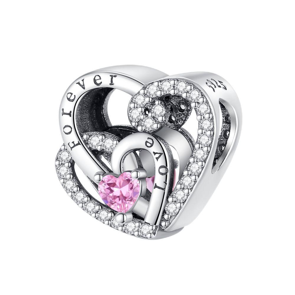 Copper Forever Love Mother Heart-Shaped Dangle Charms Fit Original Bracelet Beads Diy For Jewelry Making