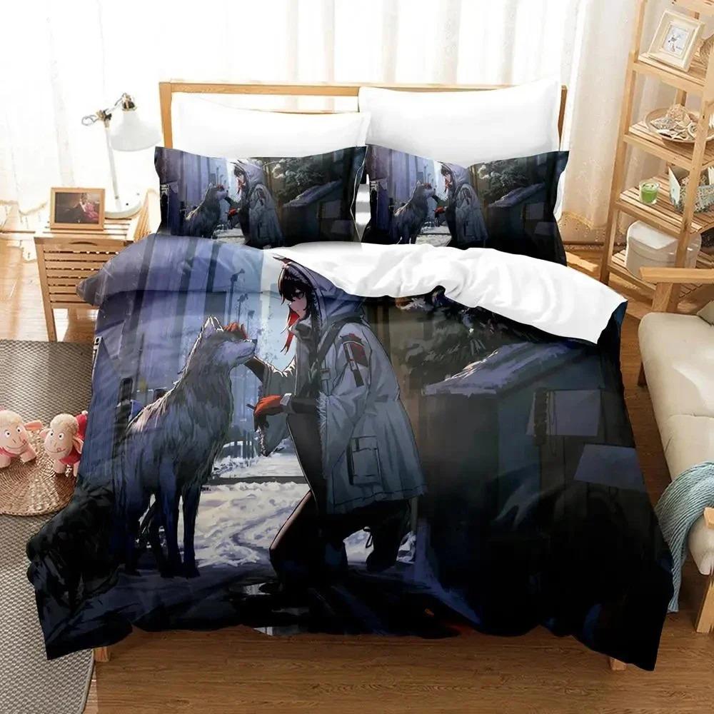 3D Print Anime Game Arknights Bedding Set Duvet Cover Bed Set Quilt Cover Pillowcase Comforter king Queen Size Boys Adult