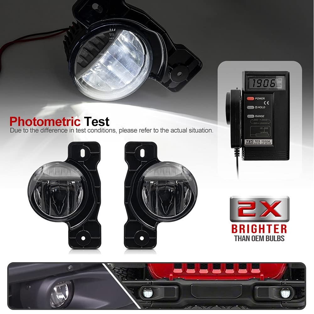 Mingrui Test 2pcs LED Fog Lights Replacement for J'eep Wrangler JK JL Gladiator JT OEM Factory Fog Lamp