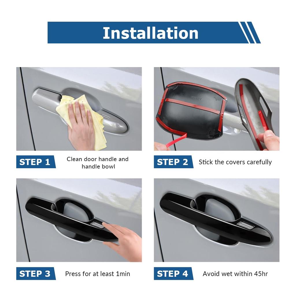 Marchfa Door Handle Door Toyota RAV4 Door Handle Custom 8PCS Covers, Protectors, Exclusive, Covers, Garnish, ABS, Dress-up Parts, Exterior, (Black)