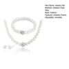 46024 Set Imitation Pearl Jewelry Set Adjustable Length Necklace Ear Studs Bracelet Set