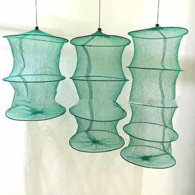 Round Nylon Mesh Crab Fish Net Fishing Landing Net Green Fish Basket