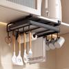 Wall Mounted Cutting Board & Pot Lid Holder No-Drill Under Cabinet Storage Rack for Kitchen Utensils & Accessories