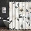 1pc 2D Flat Print Black and White Line Floral Pattern Shower Curtain,, Includes 12 Hooks, Bathroom Accessory, 2D Flat