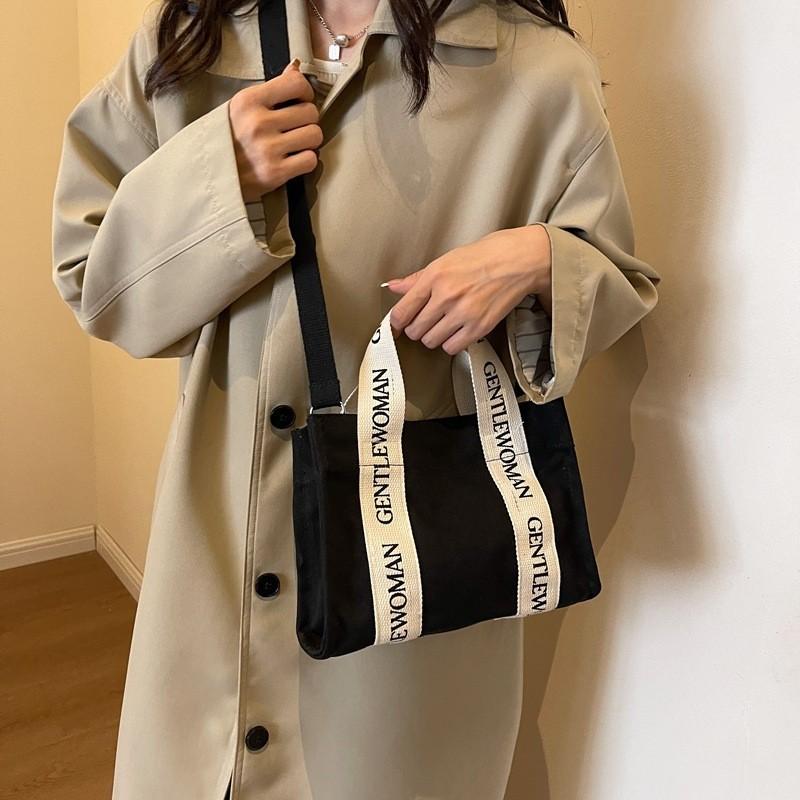 Fashionable Canvas Tote Bag With Alphabet Print Shoulder Bag For Women