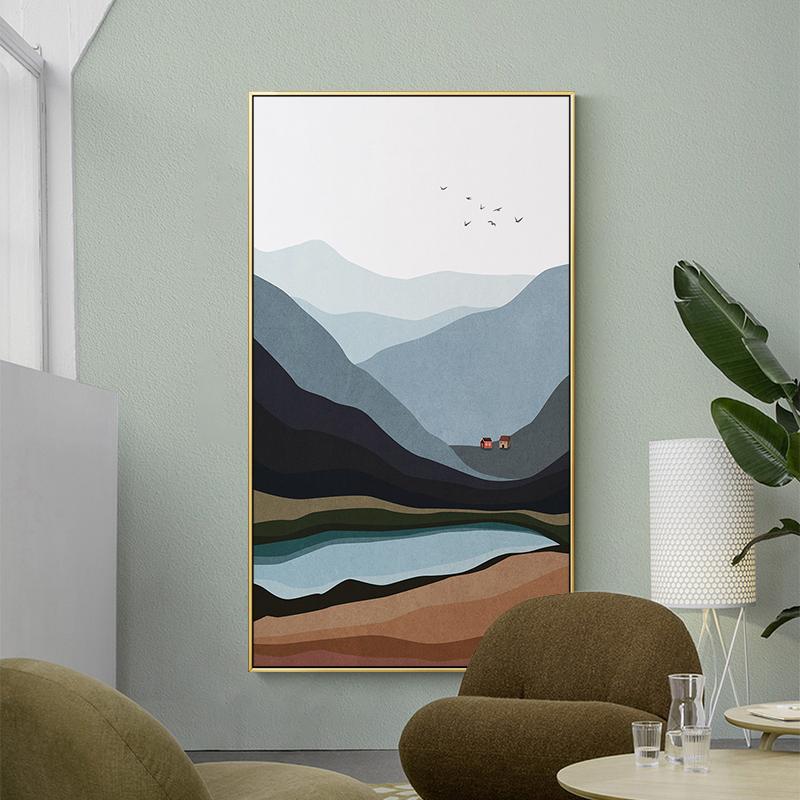

Скандинавский абстрактный пейзаж, настенная живопись на холсте, сельская гора, постер с принтом, настенная картина для гостиной, современный домашний декор