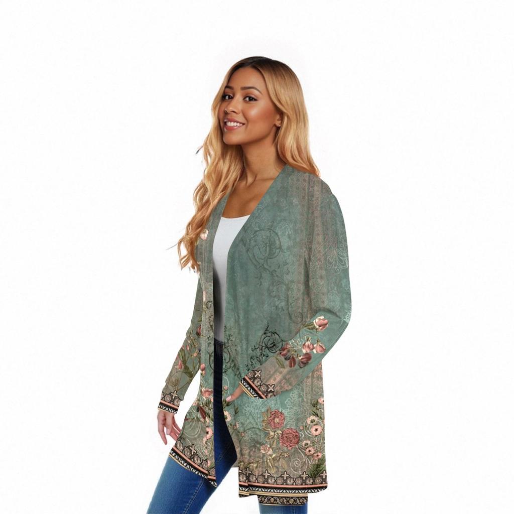 Damen Langarm Strickjacke Lässige Jacke mit Taschen Oberteil