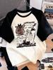 Women's T-shirt, Oversized Korean Cartoon Cat Print T-shirt, Casual Short Sleeved Couple T-shirt