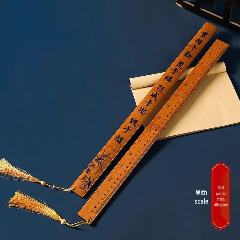Teacher's Bamboo Ruler for Women - Sinology Learning Aid with Di Zi Gui Quotes