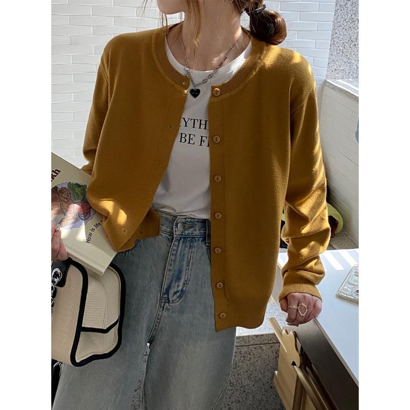 Fashion Long Sleeve Knitted Cardigan Womem Sweater Spring Autumn Casual Simple Jackets Elegant Loose Solid Color Women's Clothing