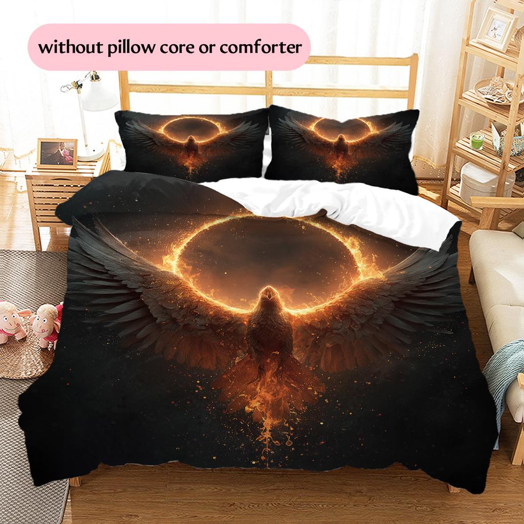 Flame Phoenix  Pattern Bedding Quilt Set Quilt Cover Pillowcase Home Decoration  Gift (1 * duvet cover + 2 * pillowcase, without core)