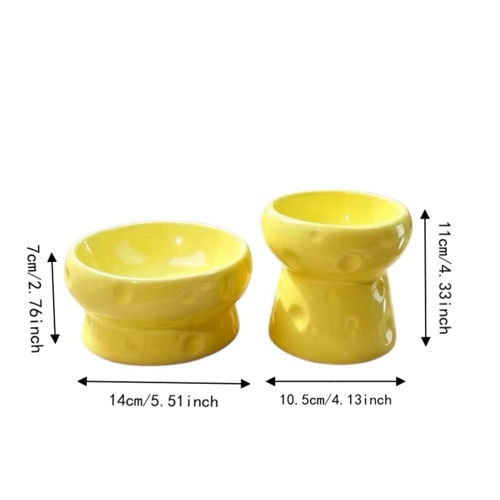 Not Easy To Knock Over Ceramic Cat Feeder Large Diameter High Foot Dog Food Basin Puppies