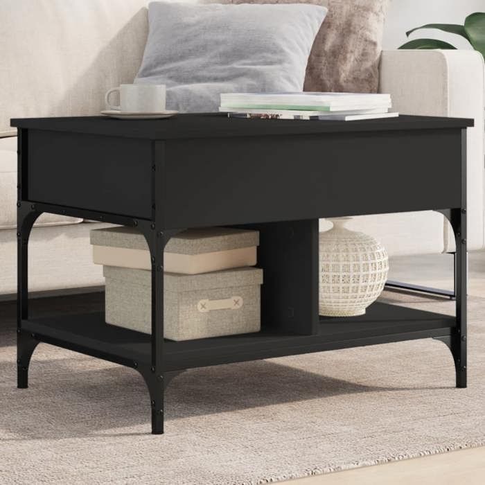 VidaXL Table Basse, Bout de Canapé avec Pieds Réglables, Table d'Appoint avec Rangement Salon Intérieur, Moderne, Noir Bois 845361