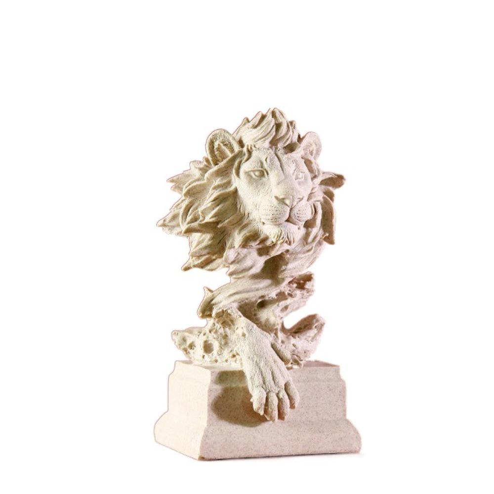 

Vintage Aesthetic Lion Statue Art Animal Ornament Micro Landscape Lion Figurine Sculpture Home бежевый
