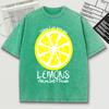 When Life Give You Lemons Pattern Washed Men T Shirt Summer Trendy Tee Shirts Soft Cotton O-Neck Short Unisex Loose Top