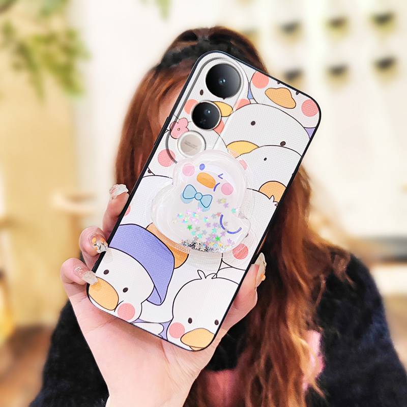Fashion Design Dirt-resistant Phone Case For VIVO V50 Lite 5G Global Rotatable stand Quicksand Waterproof Cartoon TPU