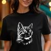 Black And White Caprint Crewneck Short Sleeve Unisex Tee Casual Unique Design Summer Graphic Versatile High Quality Top