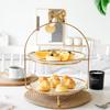 Gold-Trimmed 3-Tier Ceramic Dessert Stand