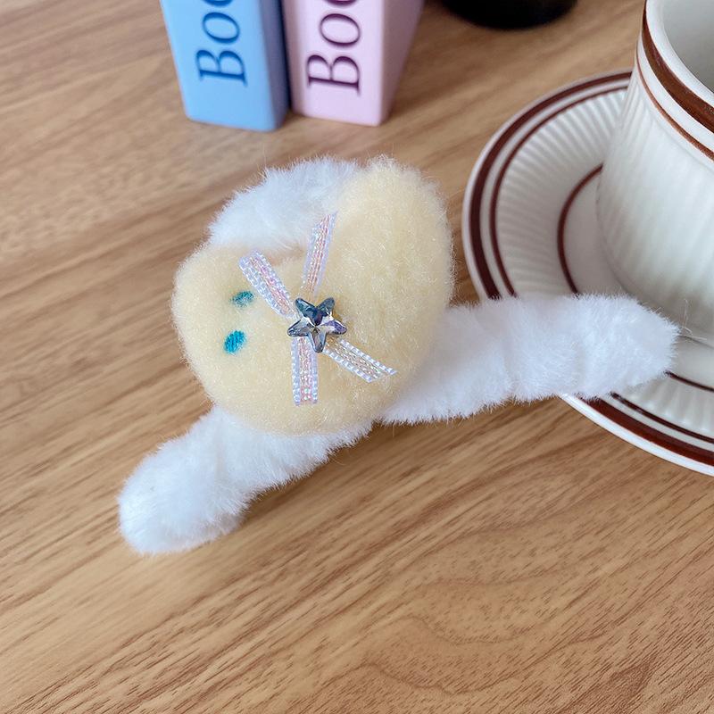 1pc Cute Plush Star and Moon Hair Clip for Women, Autumn and Winter, Back of Head, Hair Clip, Shark Clip, Children's Head