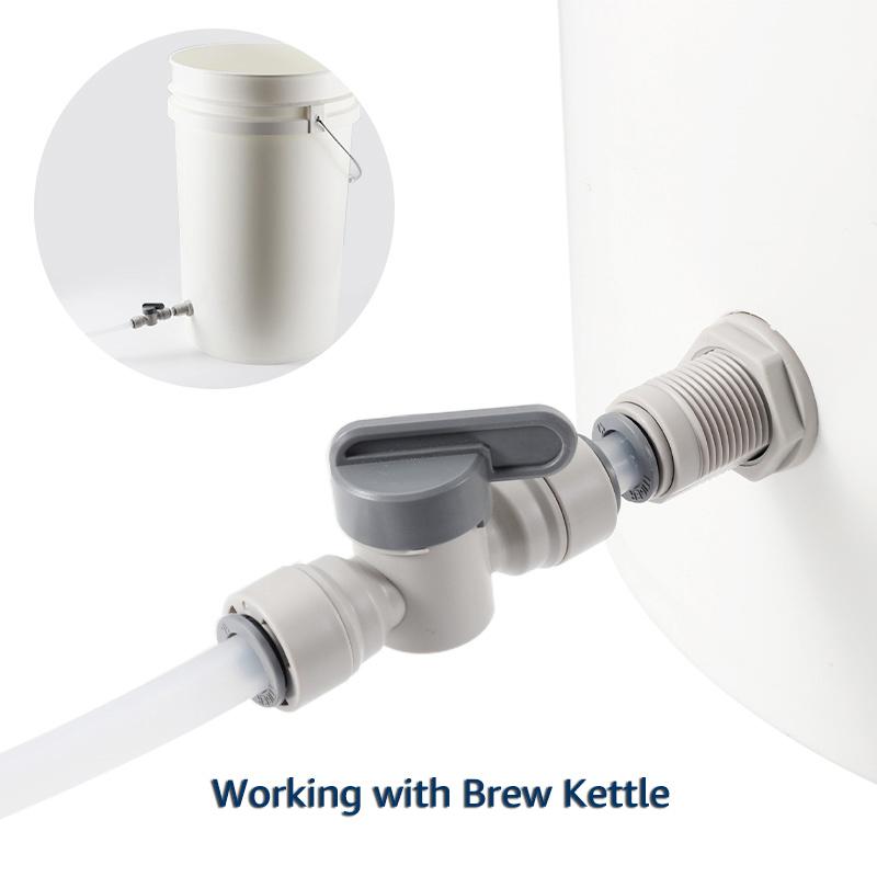 3/8" x 3/8" OD Quick Connect Inline Ball Valve,Push Fit Quick Joint Connector,Use for Beer Brewing,Water Purifier System,Aquariu