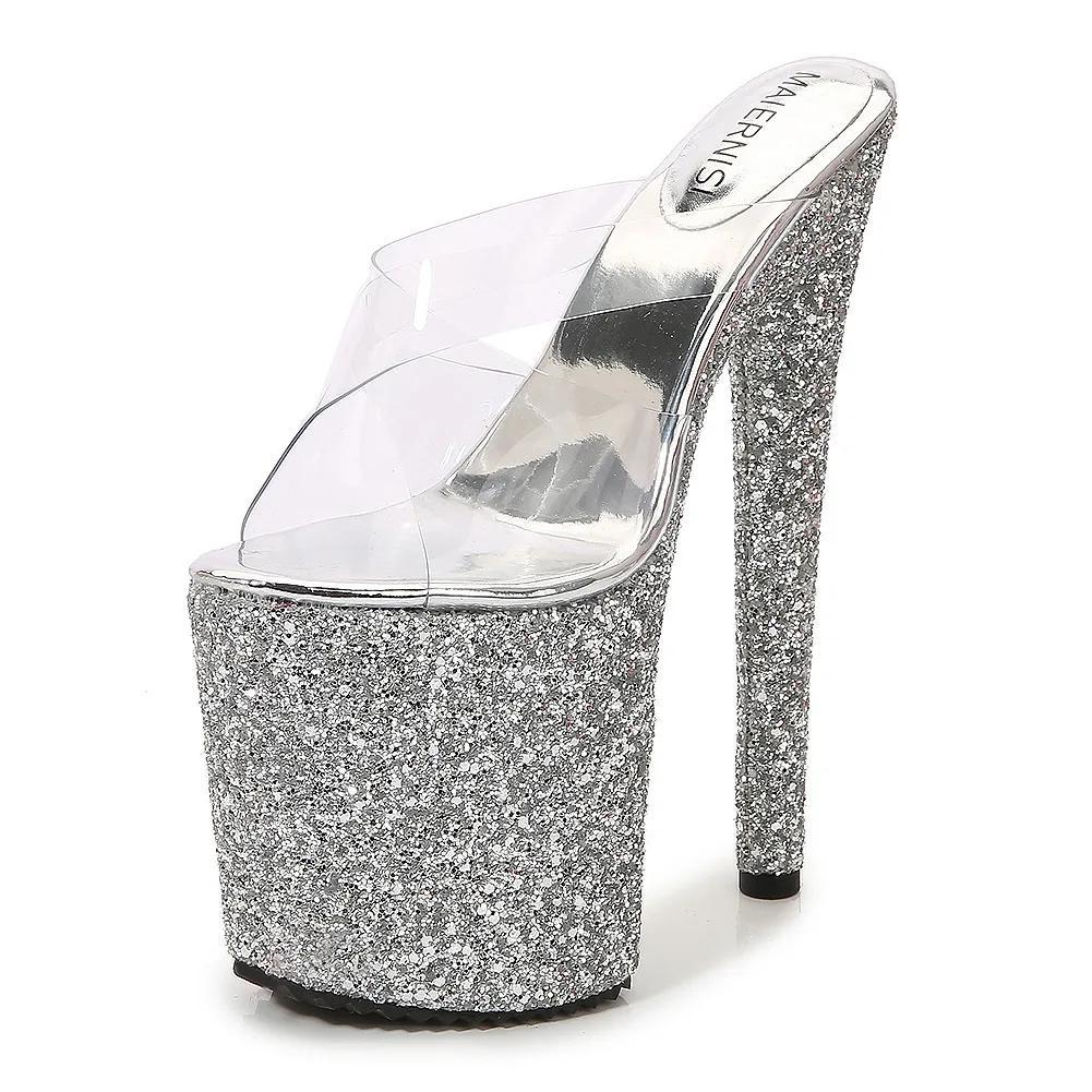 Catwalk High-Heel Mode Sandalen Mode Nachtclub Sexy Plateau Hass Himmelhoch Größe Schuhe Sommer Hausschuhe für Frauen