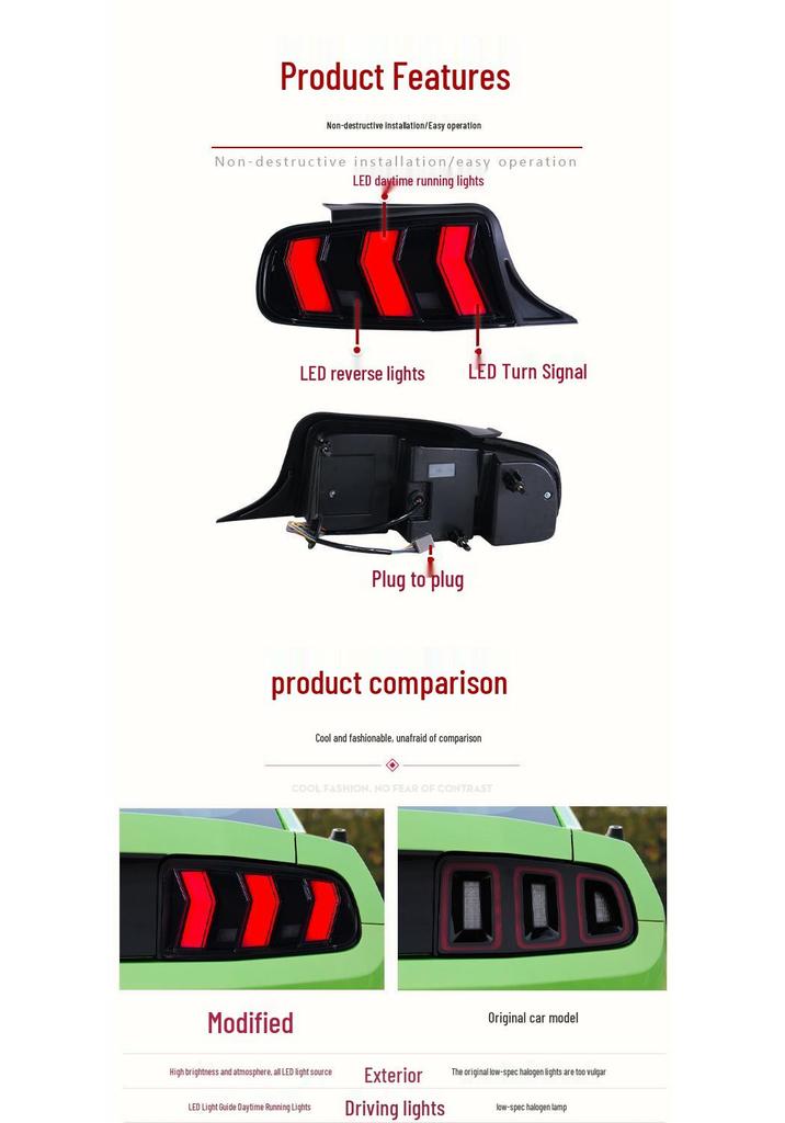 LED Taillight Assembly for 2010-2014 Ford Mustang with Daytime Running Lights