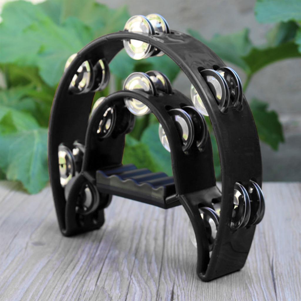 Hand Tambourine Bell Big Size Double Row Metal Jingles Percussion Instrument Bell Tambourine for Bar Entertainment