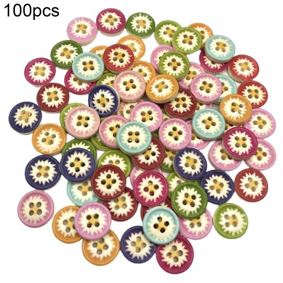 

100 шт. Деревянные пуговицы Утолщенные Не трескающиеся Без заусенцев Пряжка для одежды Швейные пуговицы для текстиля разноцветный