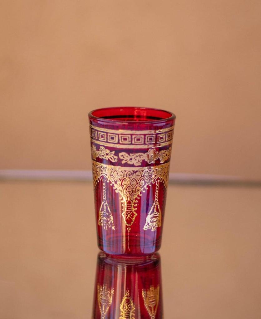 Marocké vícebarevné sklenice na čaj – 180 ml (6.3 FL OZ) – Ručně malované, sada 6 kusů – Ideální pro svíčky, párty výslužky nebo dekorativní vázy