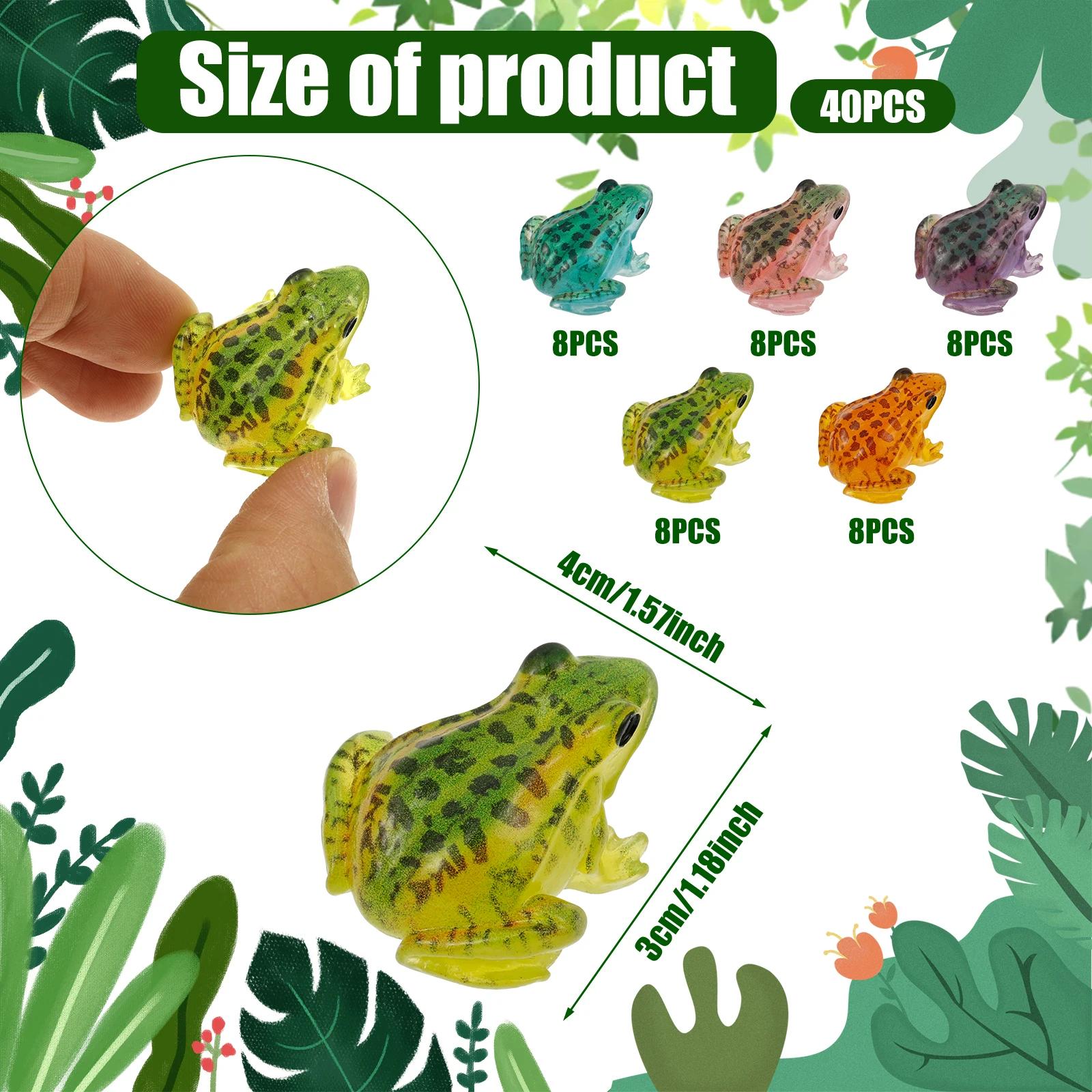 

40Pcs Frog Shape Statues Resin Luminous Simulation Frog Shape Mini Models for DIY Moss Landscape Garden Terrarium Decoration