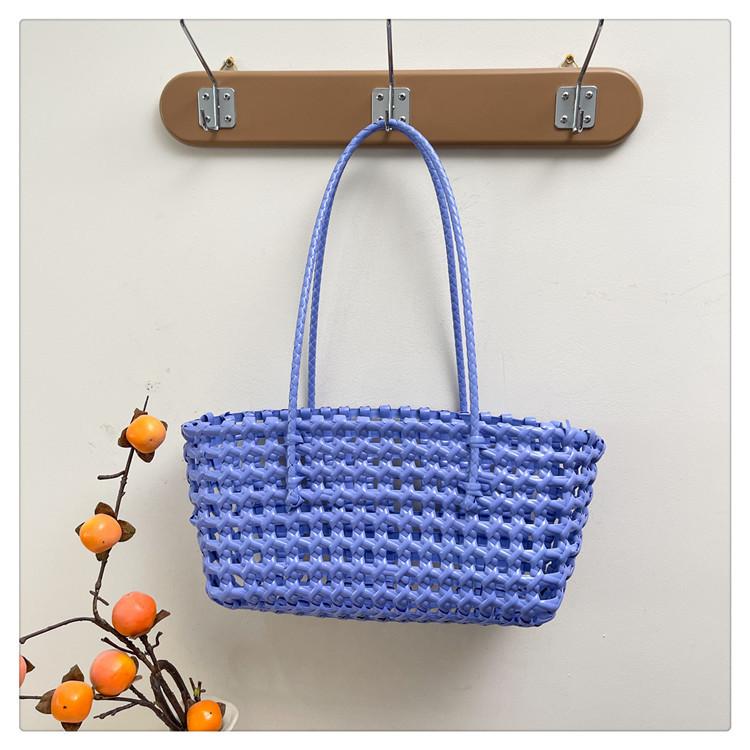 Stylish and simple handbag summer new woven striped hollow bag storage basket pastoral vegetable basket shoulder bag