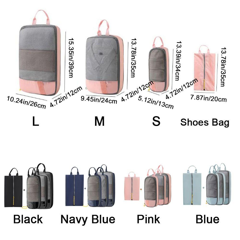 4Pcs/Set Expandable Compression Packing Cubes Oxford Fabric Clothes Storage Bag  Travel