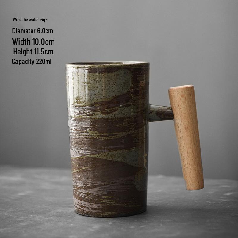 

OLOEY Autumn Dream Pastoral Ceramic Mug with Wooden Handle