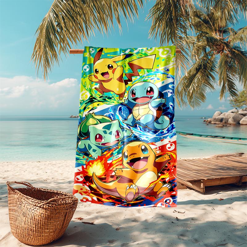 Pokémon beach towel Outdoor camping Beach towel for vacation swim Outdoor pool Absorbent bath towel