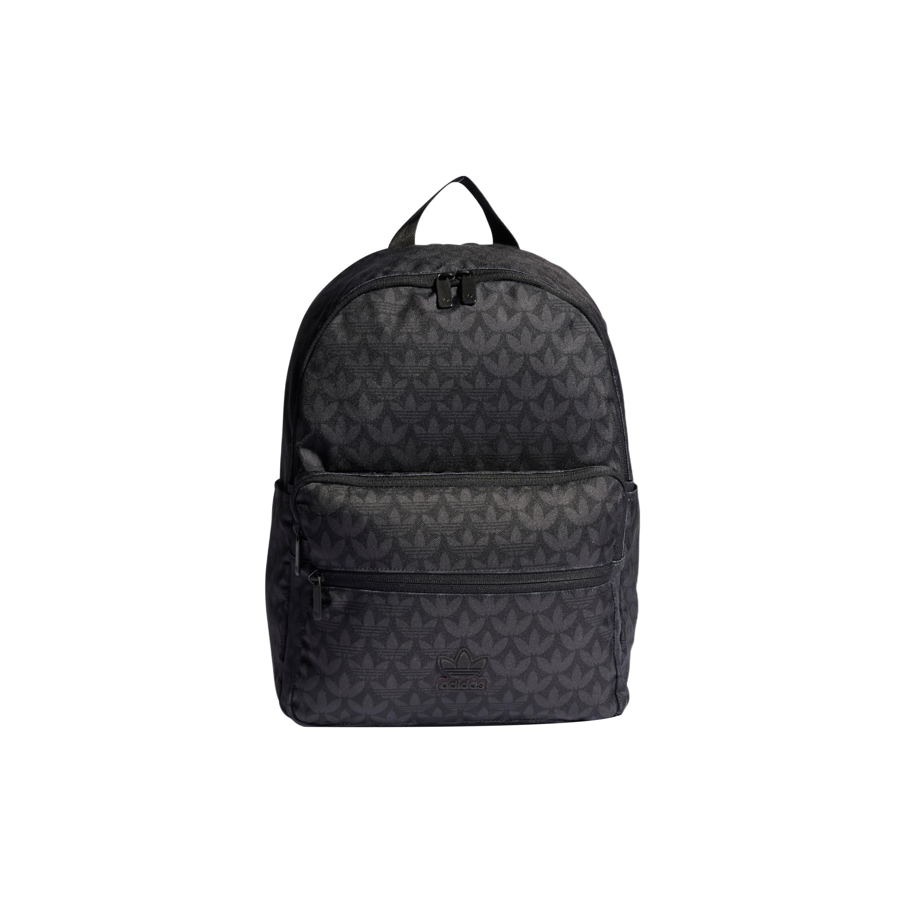 Adidas Originals Logo Print Zipper Large Capacity Recycled Polyester Backpack Unisex Backpack Black IJ5052 Black