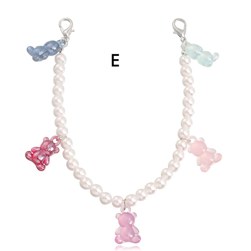 Cute Simulated Pearl Anklets for Women Bear Acrylic Bead Shoe Chain Foot Ankle Bracelet Summer Beach Accessories